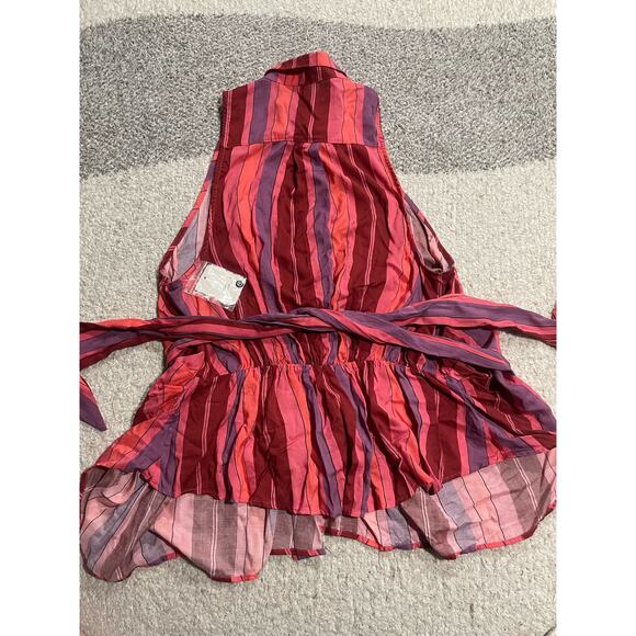 NWT Free People Sleeveless Blouse Womens Size Small Mackenzie Wrap Button-Up Top - Picture 11 of 16